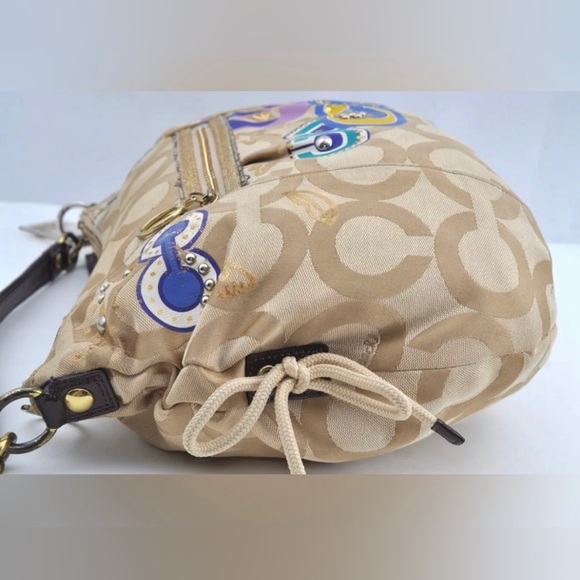 Rare 🦄 Coach Signature Jazzy Glitter Poppy Multi Canvas Handbag Purse - Picture 2 of 15
